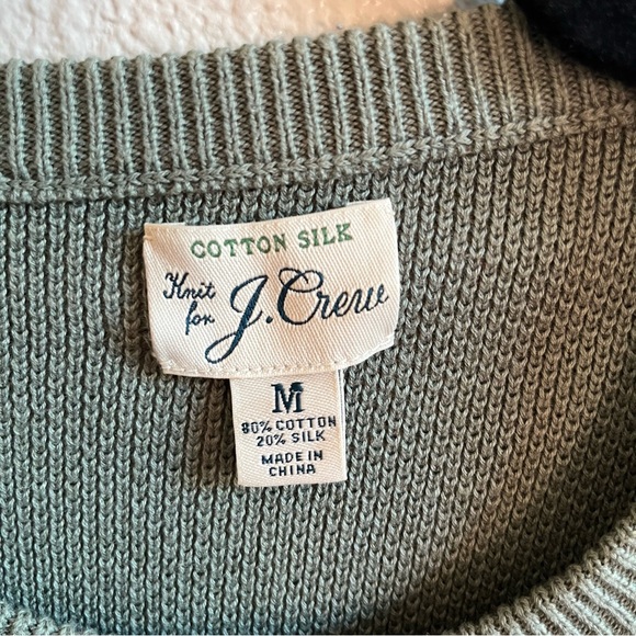 J. Crew Men's Cotton Silk Sage Crewneck Knit Sweater Medium - Picture 5 of 9